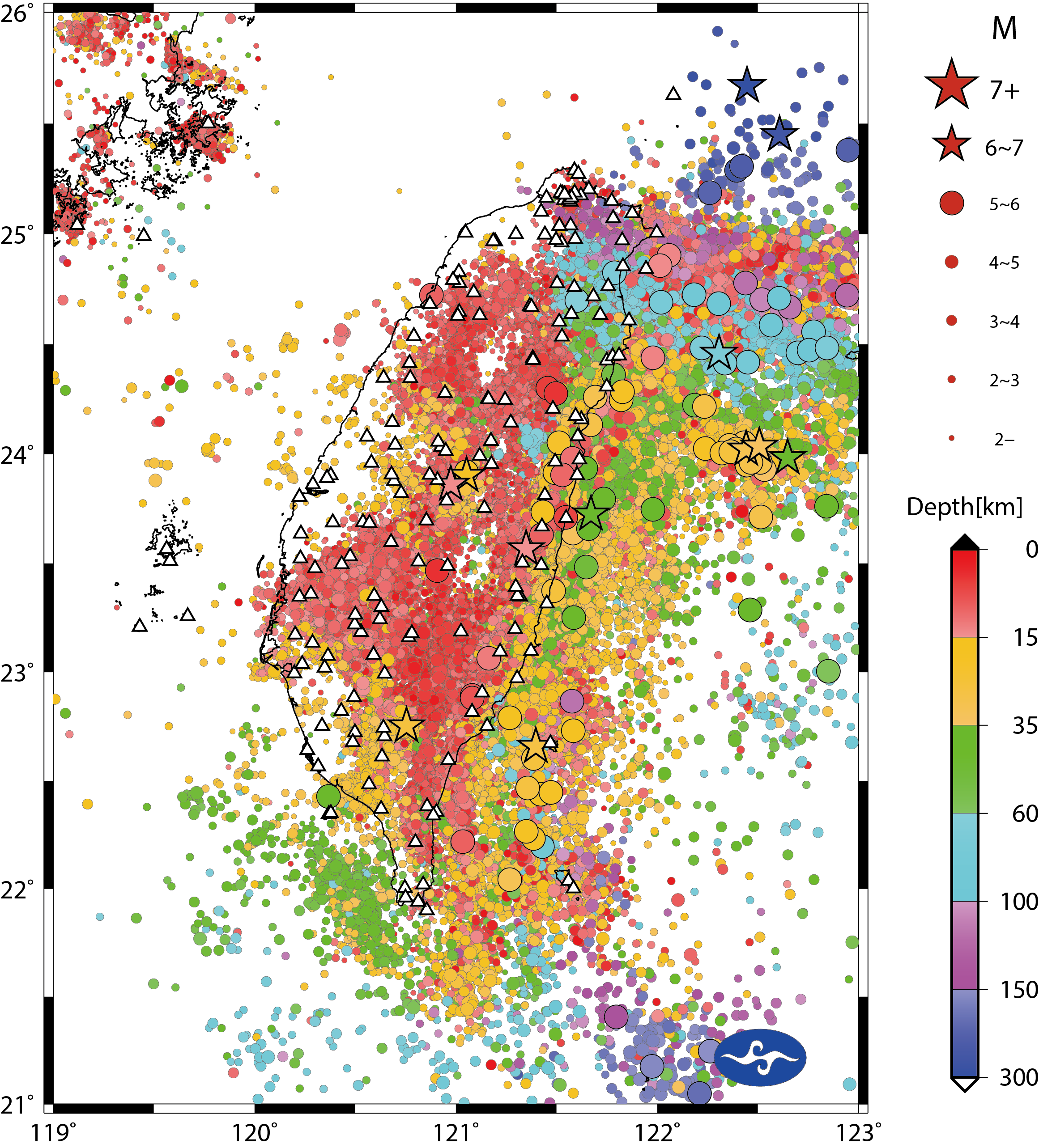 根據臺灣地震分佈資料，顯示臺灣東部淺層地震相當頻繁。而深層地震多發生在臺灣東北部及東南海域