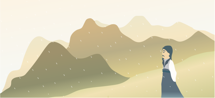 古代梅雨季節雨紛紛的意境圖