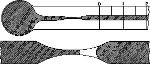 最高溫度的量測原理示意圖 最高溫度計在降溫時,因為水銀的表面張力而使水銀球與水銀柱拉斷不相連,所以能記錄最高溫度。