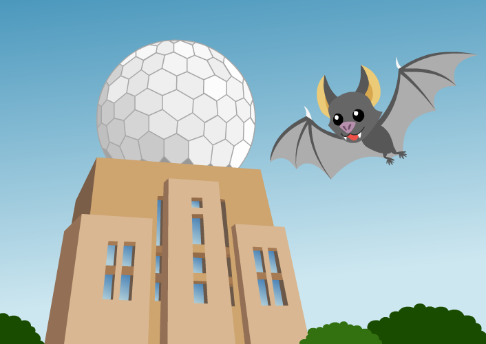 氣象雷達就像是蝙蝠，是利用回聲定位原理來偵測降雨狀況。